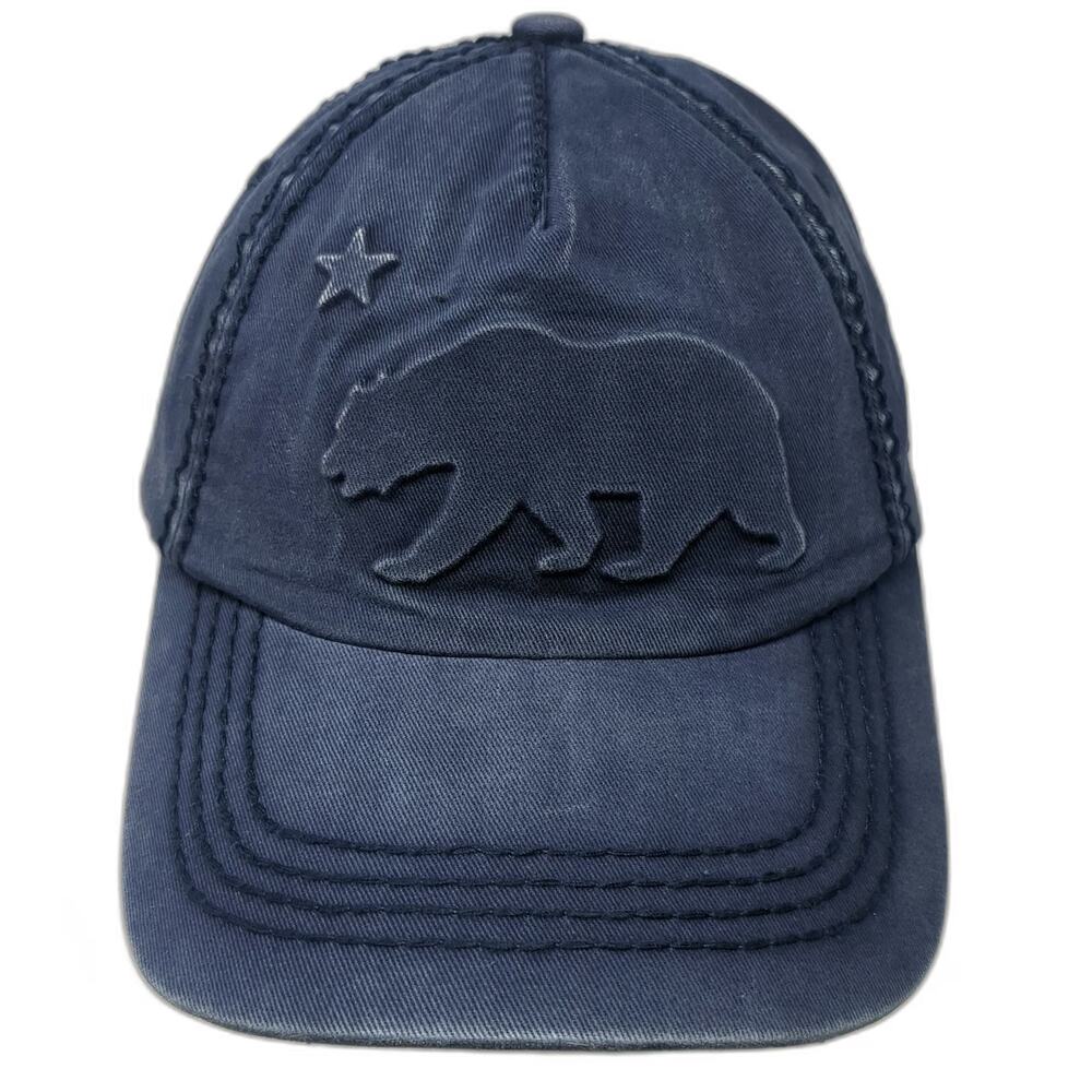Robin Ruth 5 Panel Blue One Size Strapback California Bear Logo Hat Cotton